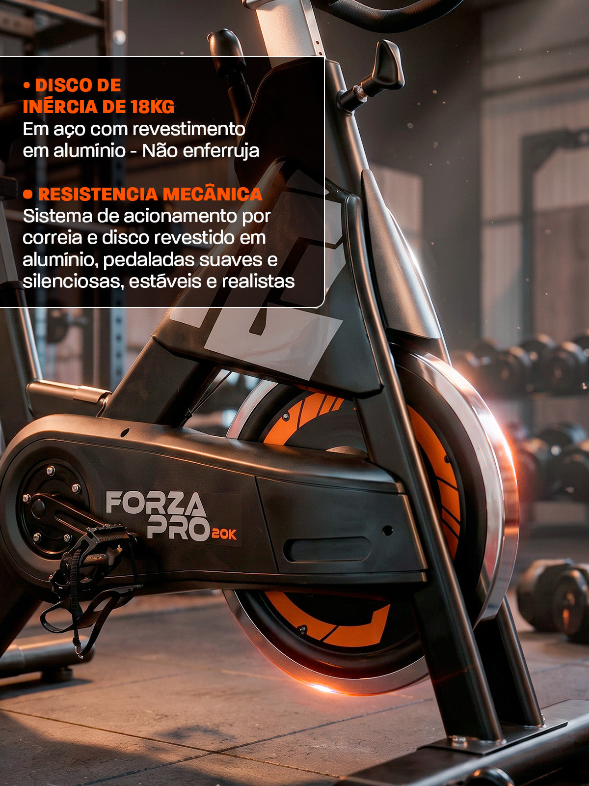 Bike Profissional Mecânica Forza Pro 20K | Suporta 170Kg | Resistência Mecânica | Disco de Inercia 18Kg