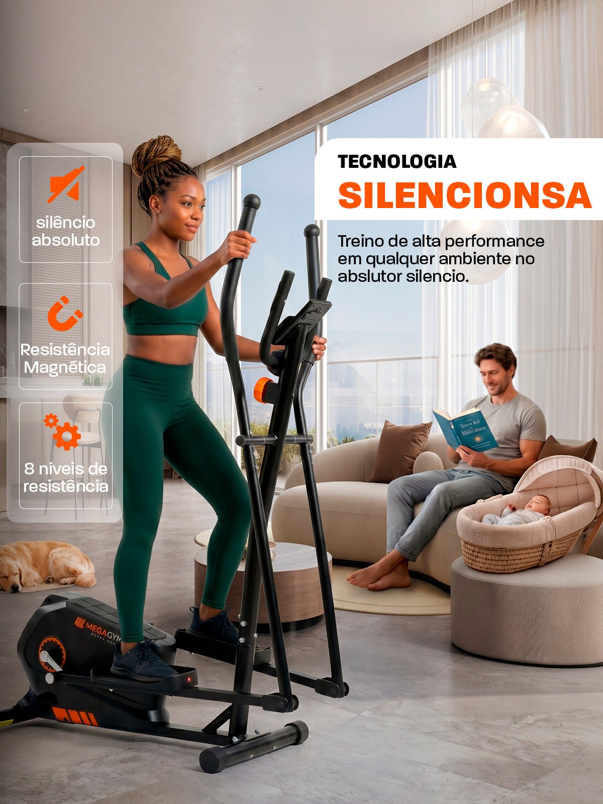 Aparelho Elíptico Magnético M3000 - MegaGym