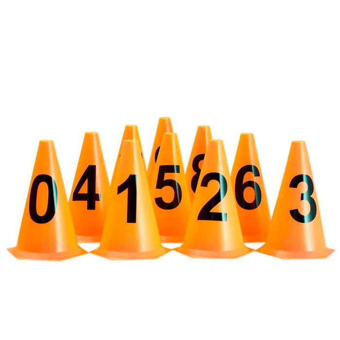 Kit Com 10 Cones Numerados Laranja Treinos De Agilidade - MegaGym