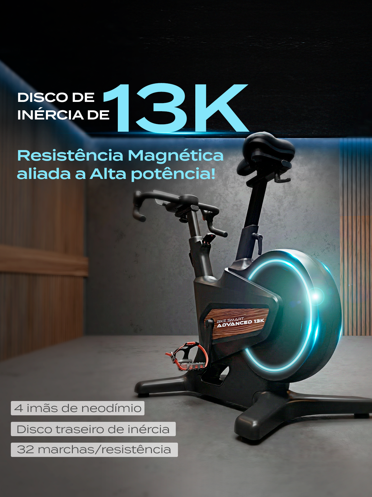 Bike Ergometrica Smart Advanced 13K | Ajuste Automático De Intensidade | Disco De Inercia 13K | Resistência Magnética| Suporta 150 Kg - MegaGym