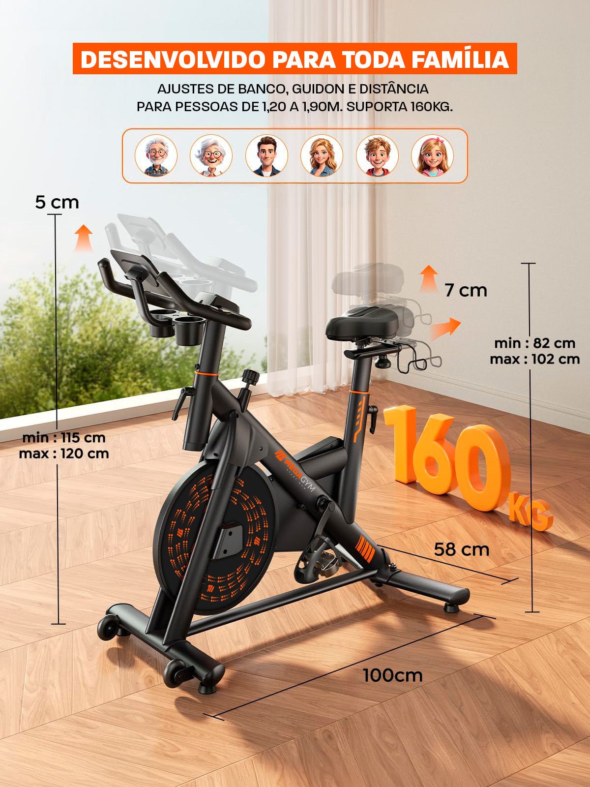Bicicleta Ergométrica Smart Magnetic 6K | Disco 6Kg | Resistência Magnética - MegaGym