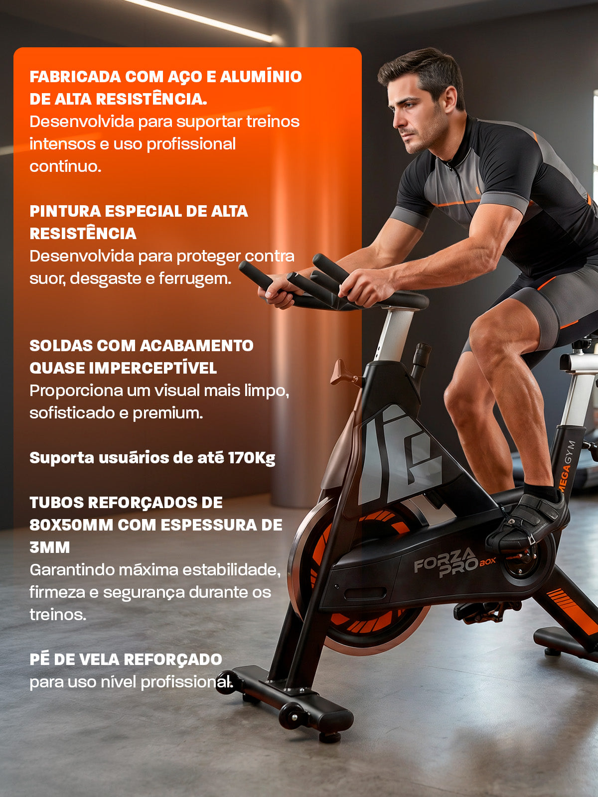 Bike Profissional Mecânica Forza Pro 20K | Suporta 170Kg | Resistência Mecânica | Disco de Inercia 18Kg