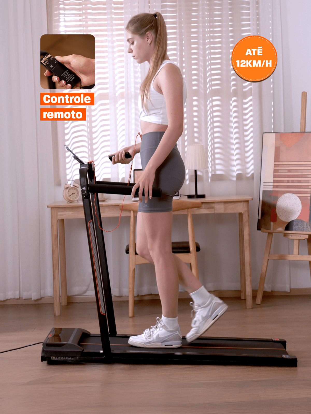Esteira Ergométrica Elétrica Dobrável Pace Full 12km/h | Motor 2.0 HP | Suporta até 110kg - MegaGym
