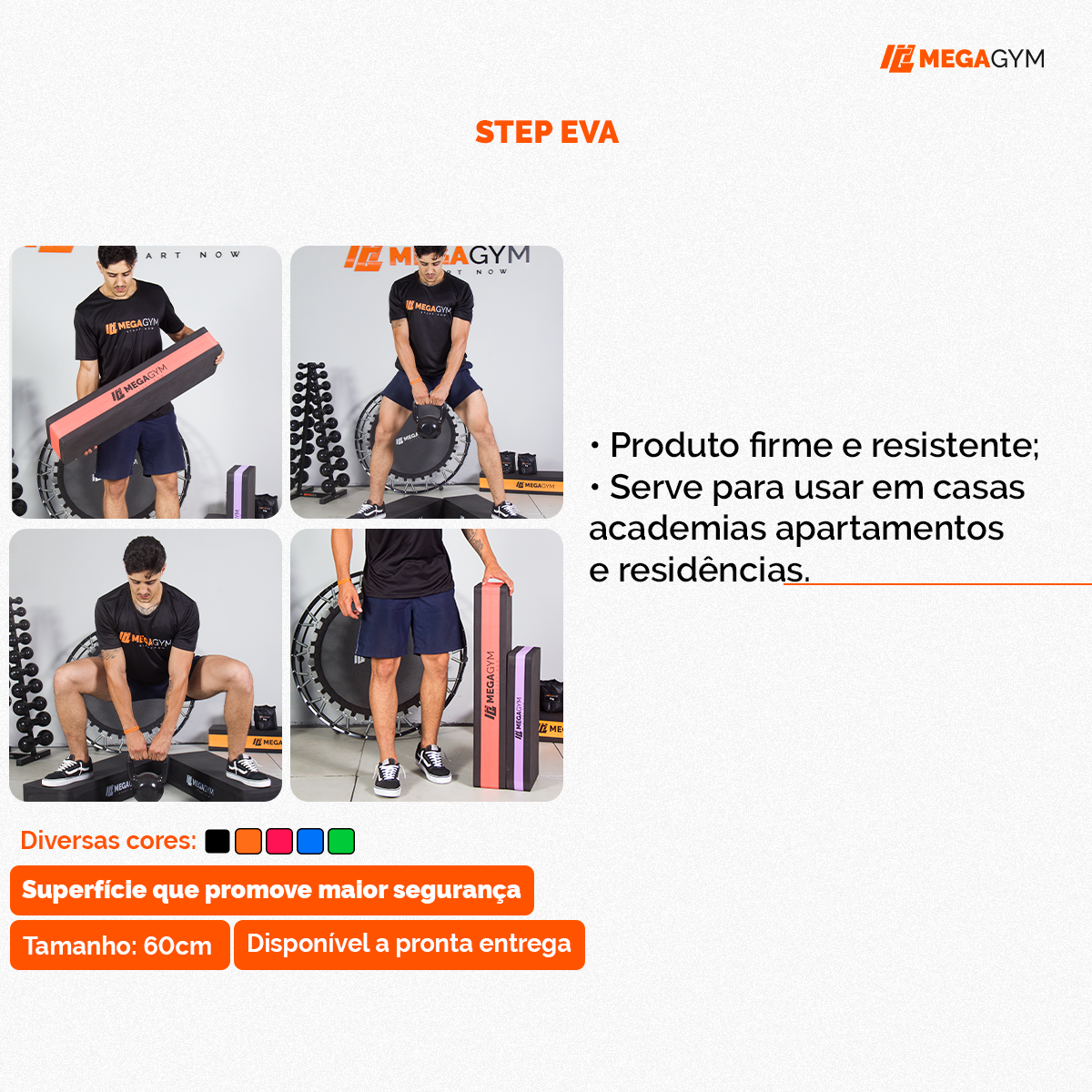 Step Profissional De EVA 60X28X10 Para Treino Aeróbico Musculação