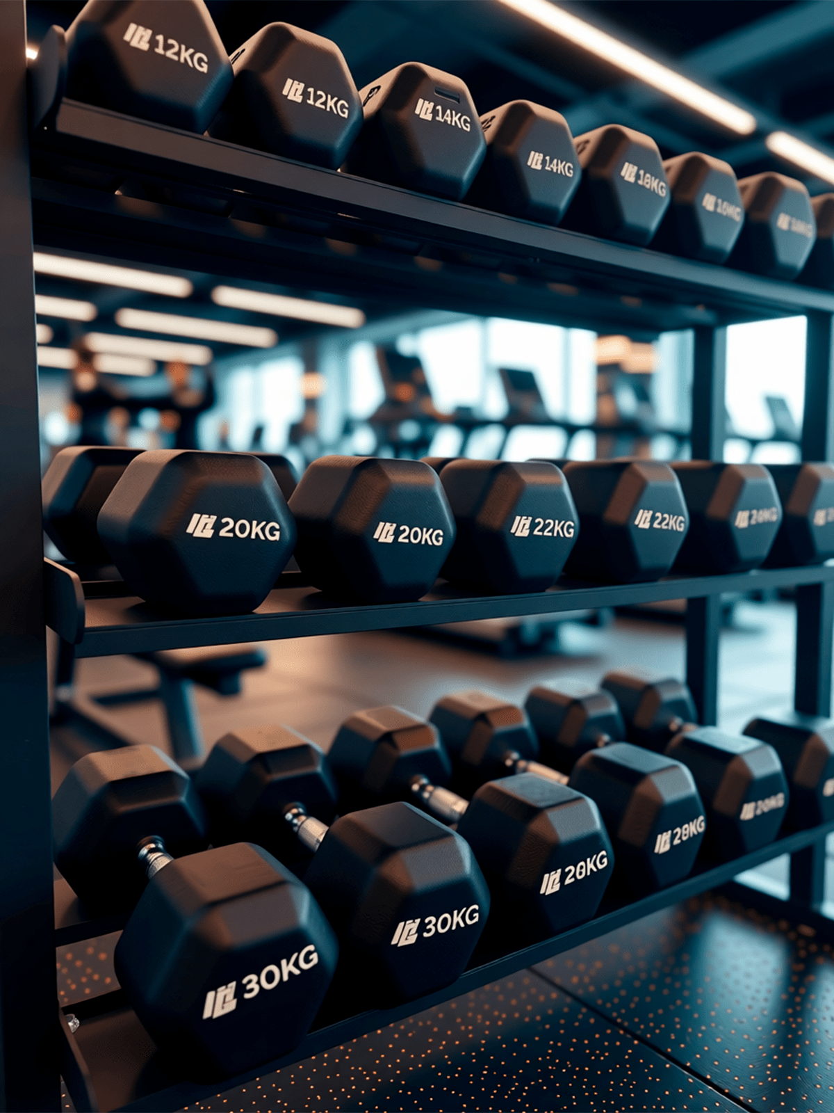 Kit Pares de Halteres Sextavados 12 kg a 30 kg Dumbbells com Pegada Cromada - MegaGym