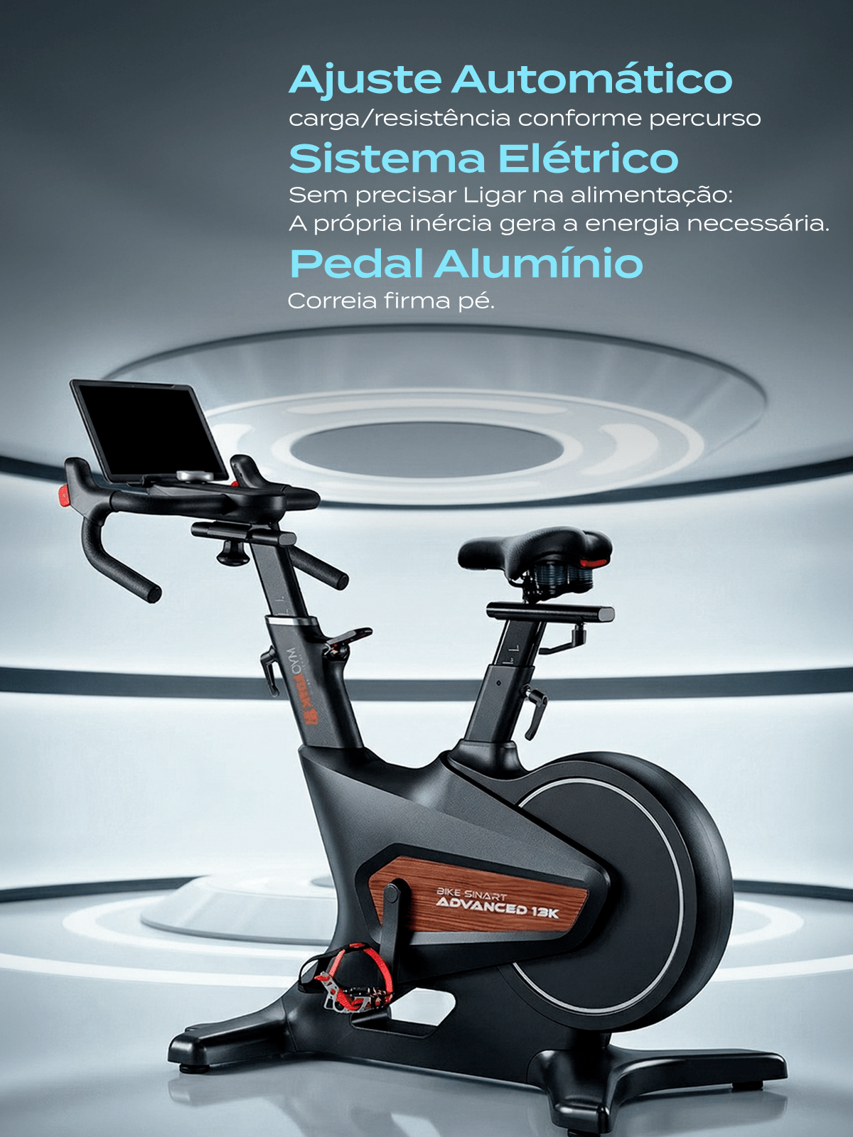 Bike Ergometrica Smart Advanced 13K | Ajuste Automático De Intensidade | Disco De Inercia 13K | Resistência Magnética| Suporta 150 Kg - MegaGym