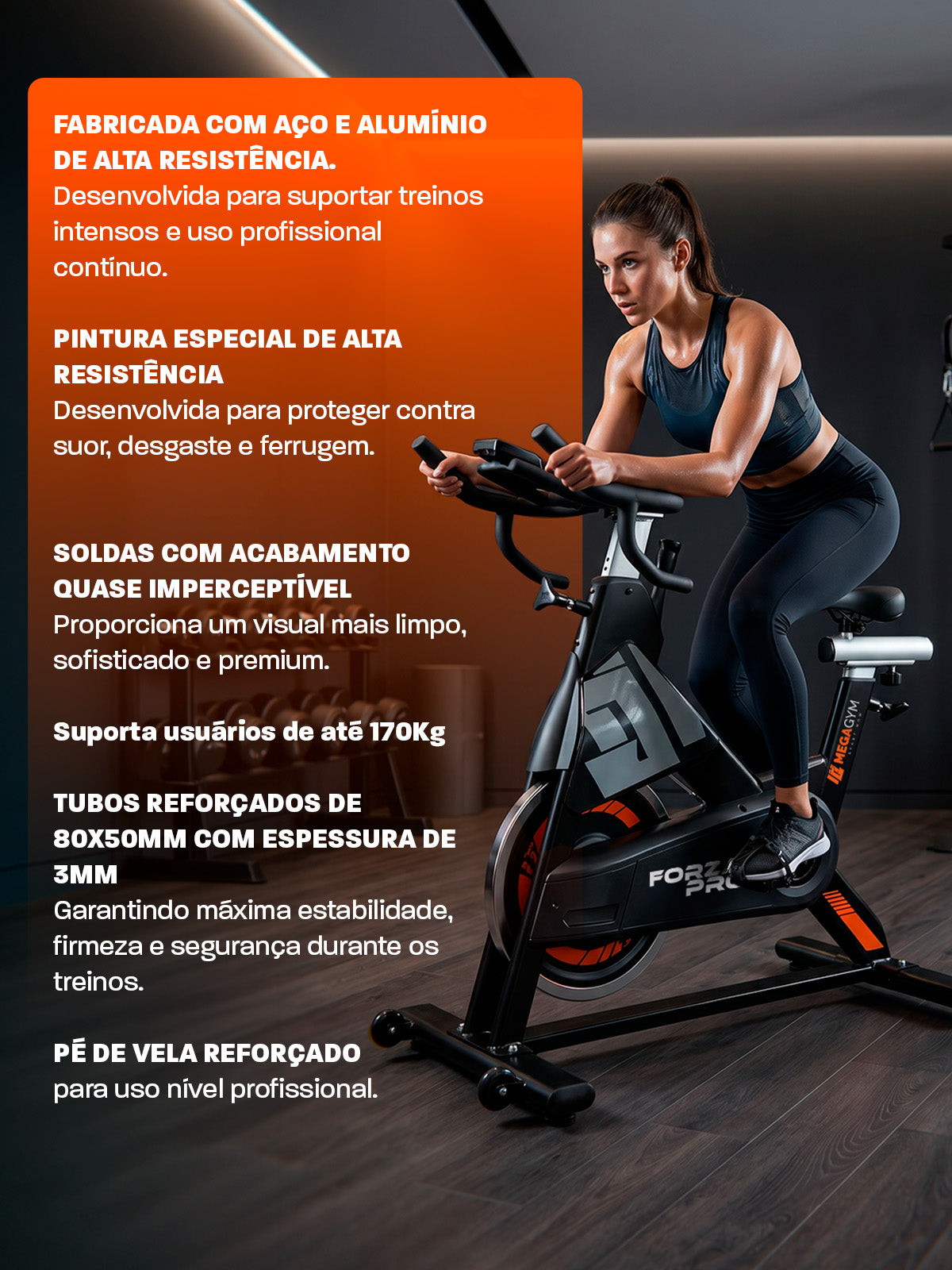 Bike Profissional Magnética Forza Pro 20K | Com Monitor Digital | Resistência Magnética | Disco de Inercia 18Kg | Suporta 170Kg