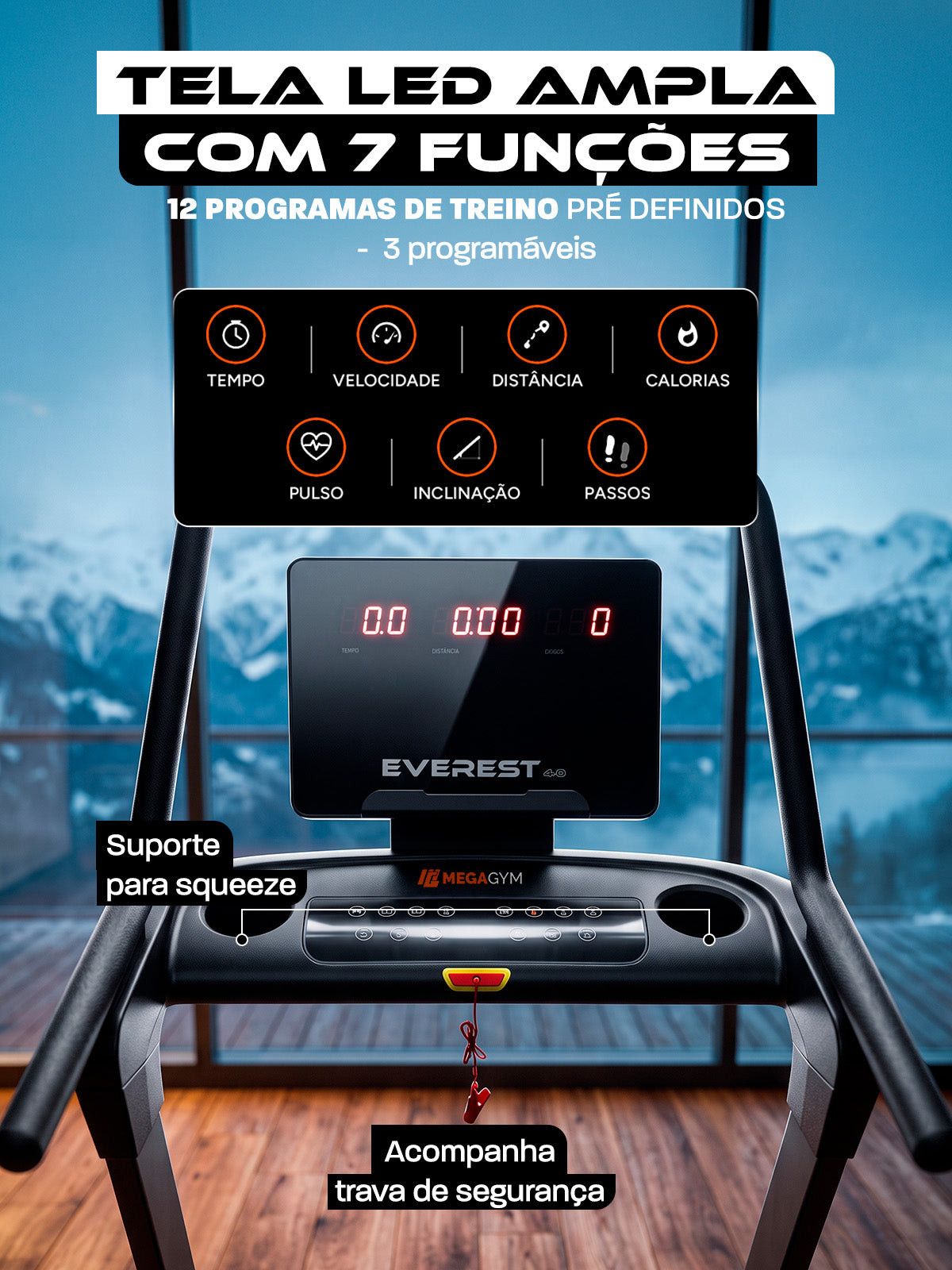 Esteira Smart Advanced Everest 49 Níveis | 49 Níveis de Inclinação Automática | Ajuste Automático de Inclinação e Intensidade | Motor de 3 HPP