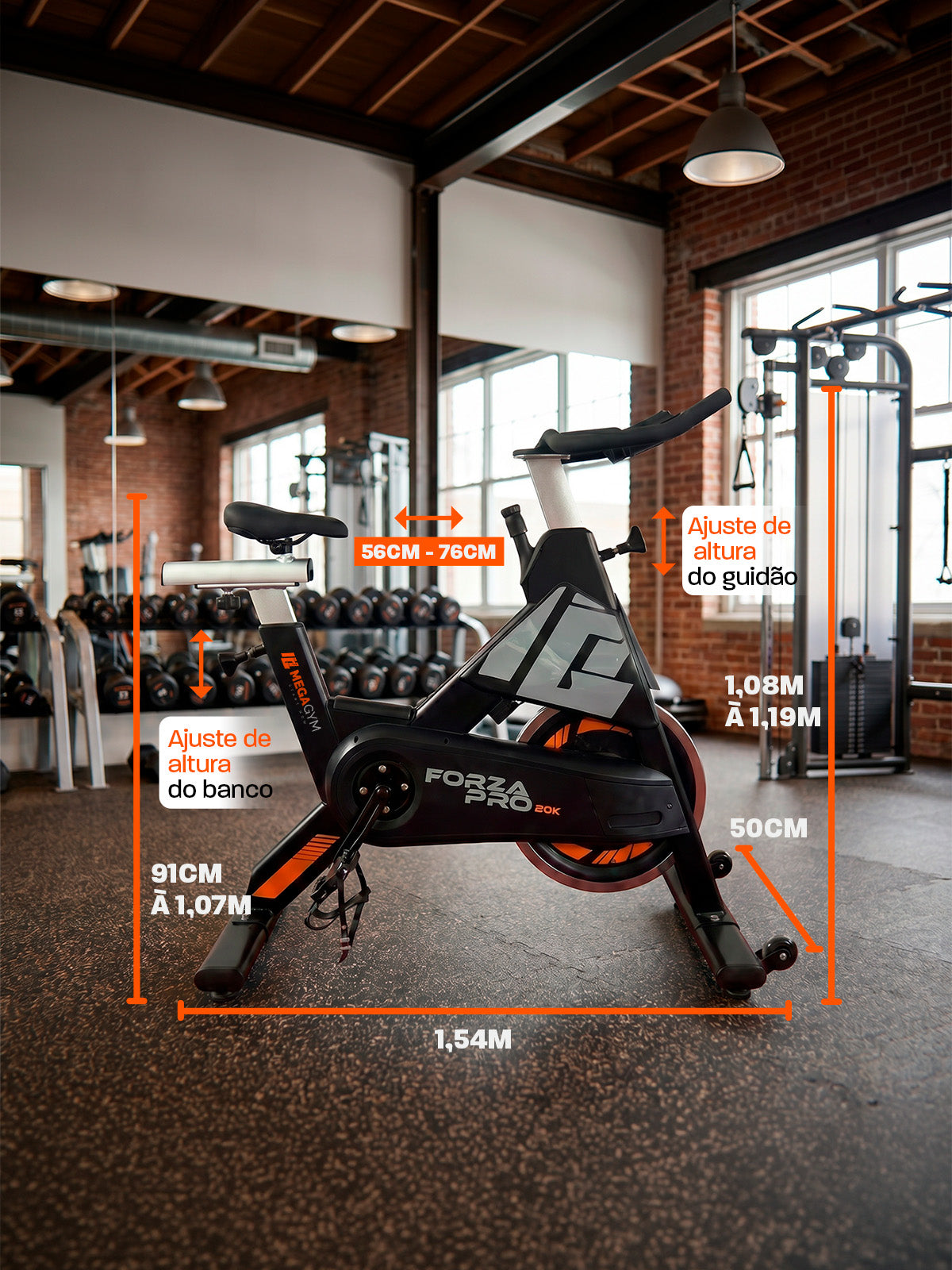 Bike Profissional Mecânica Forza Pro 20K | Suporta 170Kg | Resistência Mecânica | Disco de Inercia 18Kg