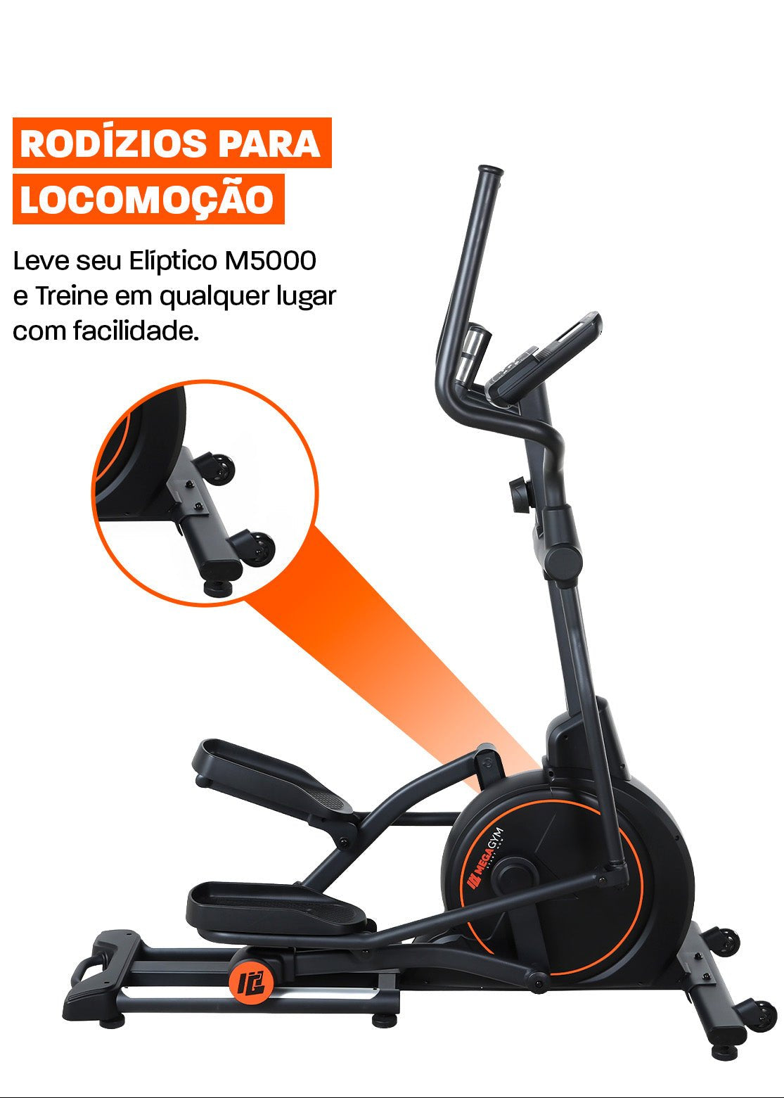Aparelho Elíptico Magnético Semiprofissional M5000 | Resistência Magnética | Suporta 120 Kg | Robusto e Estável - MegaGym