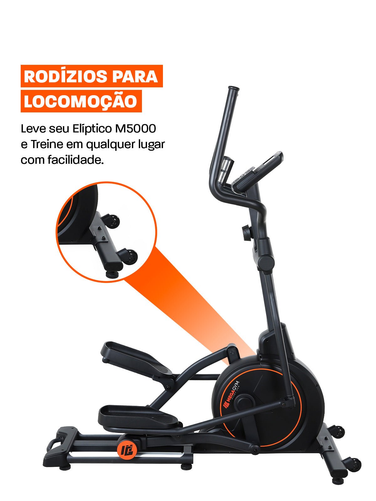 Aparelho Elíptico Magnético Semiprofissional M5000 | Resistência Magnética | Suporta 120 Kg | Robusto e Estável - MegaGym