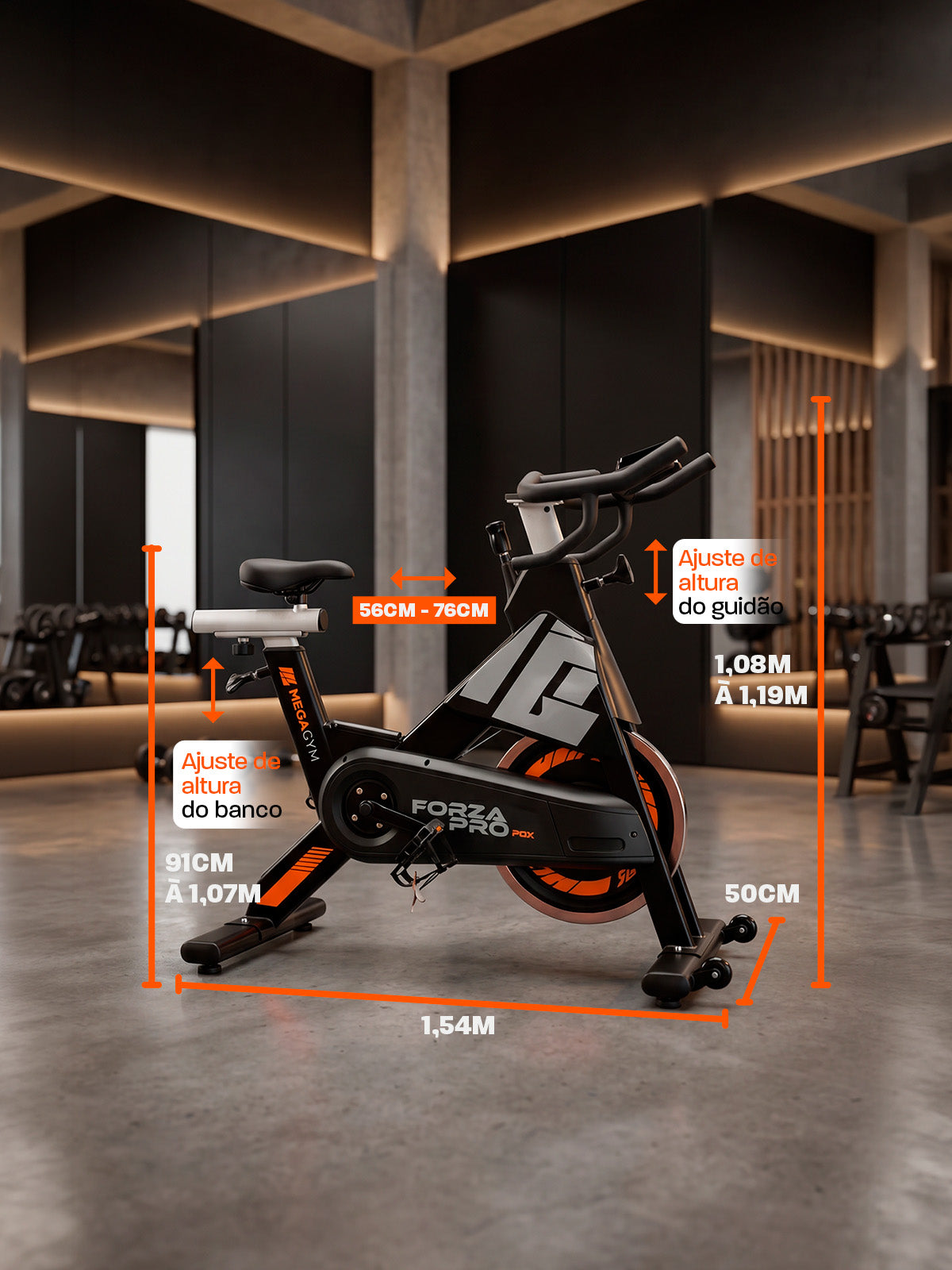 Bike Profissional Magnética Forza Pro 20K | Com Monitor Digital | Resistência Magnética | Disco de Inercia 18Kg | Suporta 170Kg