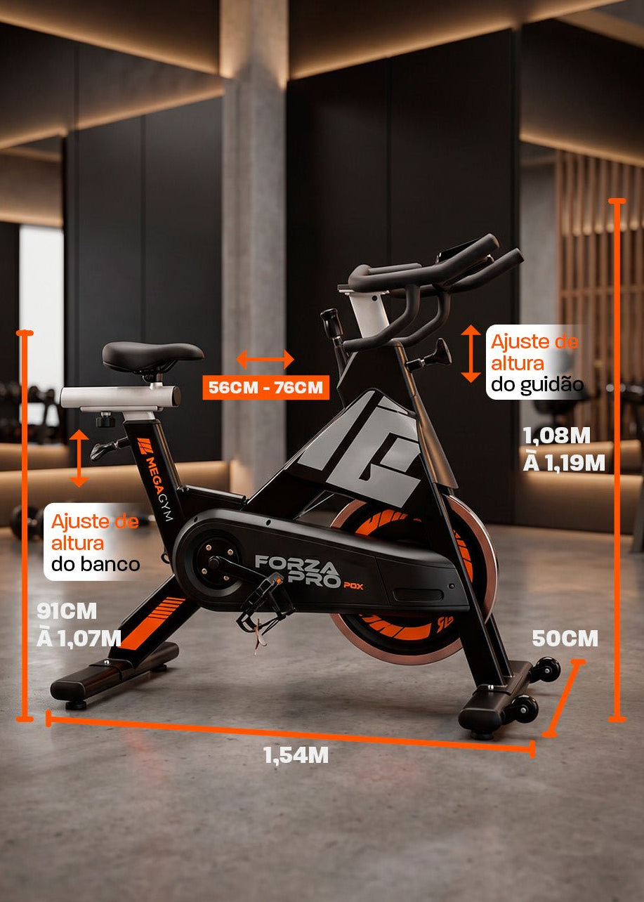 Bike Profissional Magnética Forza Pro 20K | Com Monitor Digital | Resistência Magnética | Disco de Inercia 18Kg | Suporta 170Kg - MegaGym