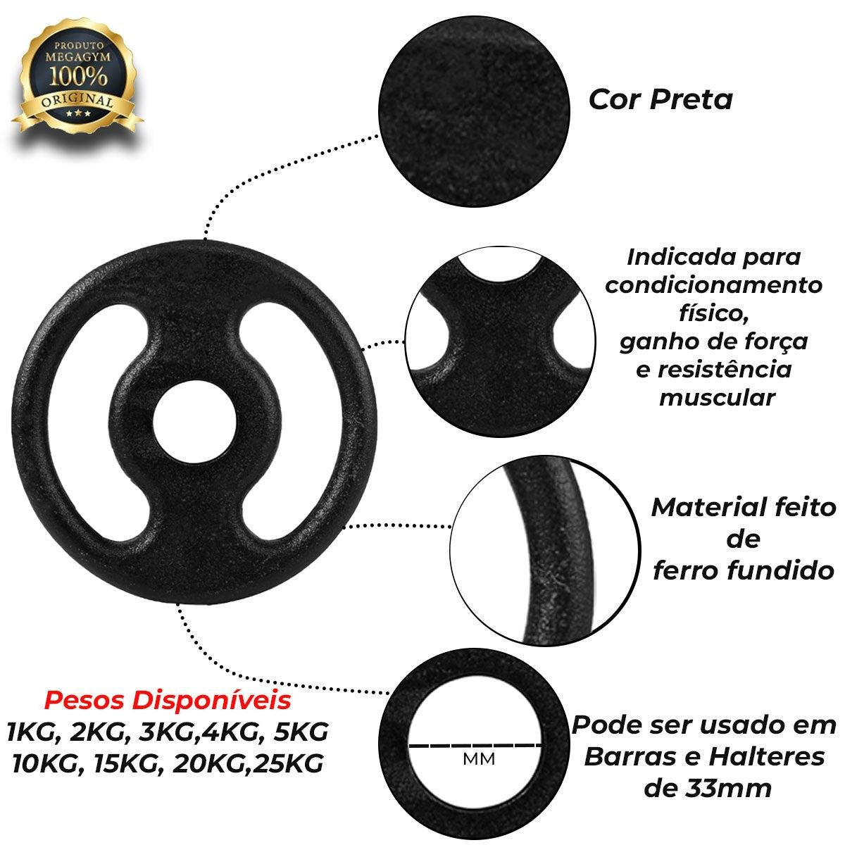 Kit Progressão de Carga Com 60kg de Anilhas Pintadas