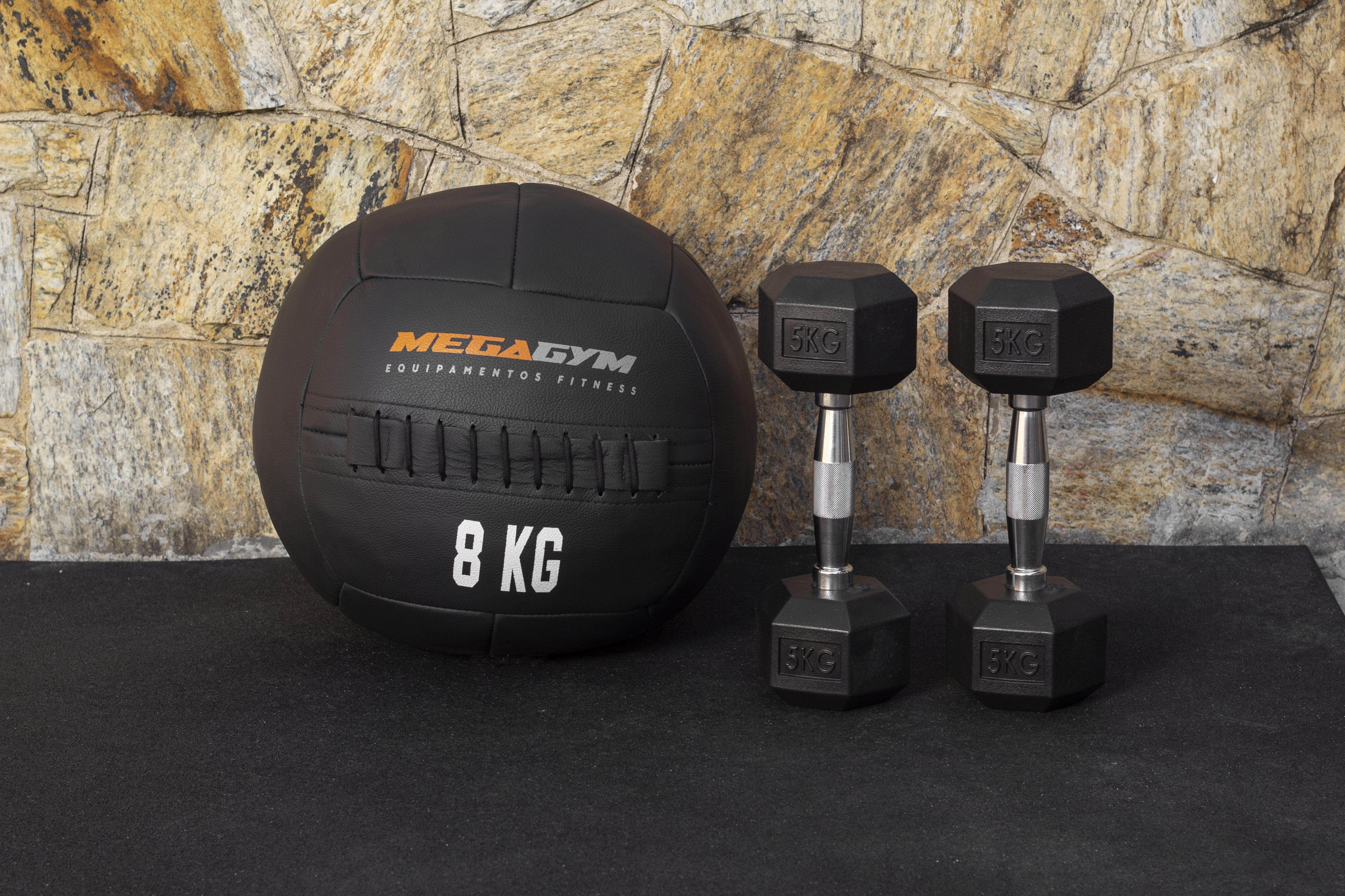 Bola Peso 10kg Wall Ball De Couro Sintético-MEGAGYM