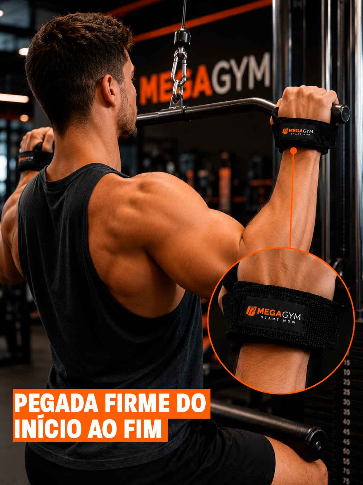 Par Strap Com Munhequeira Profissional De Musculação