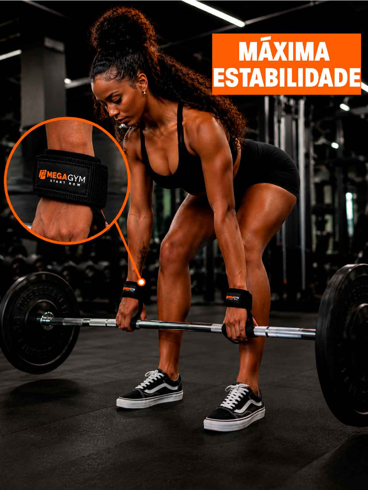 Par Strap Com Munhequeira Profissional De Musculação