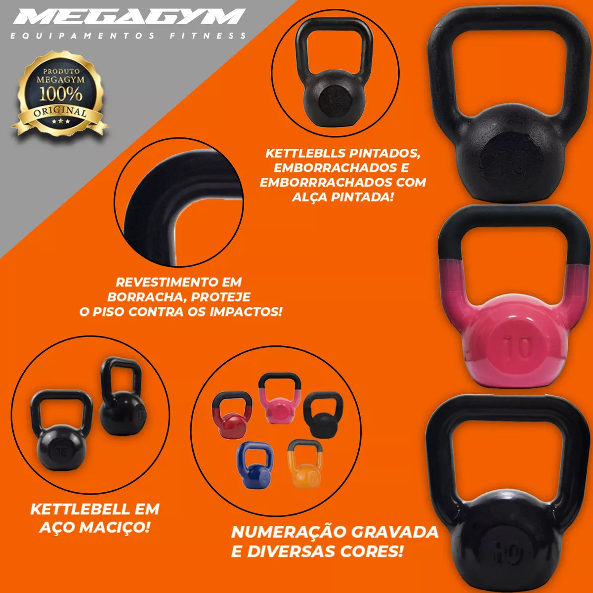 Kit Treino Levantamento Com Kettlebells Pintados 4-12kg