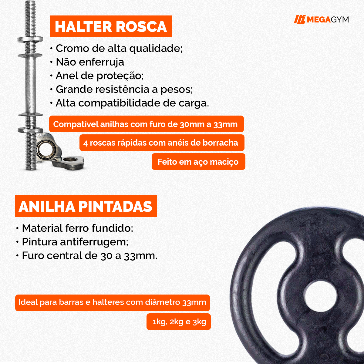 Kit Treino Com Par Halteres Barra 40cm + 20kg Anilhas Pintadas