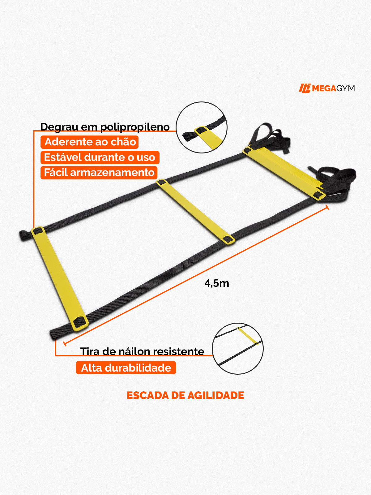 Escada De Agilidade Com Degraus Ajustáveis Para Treino Funcional