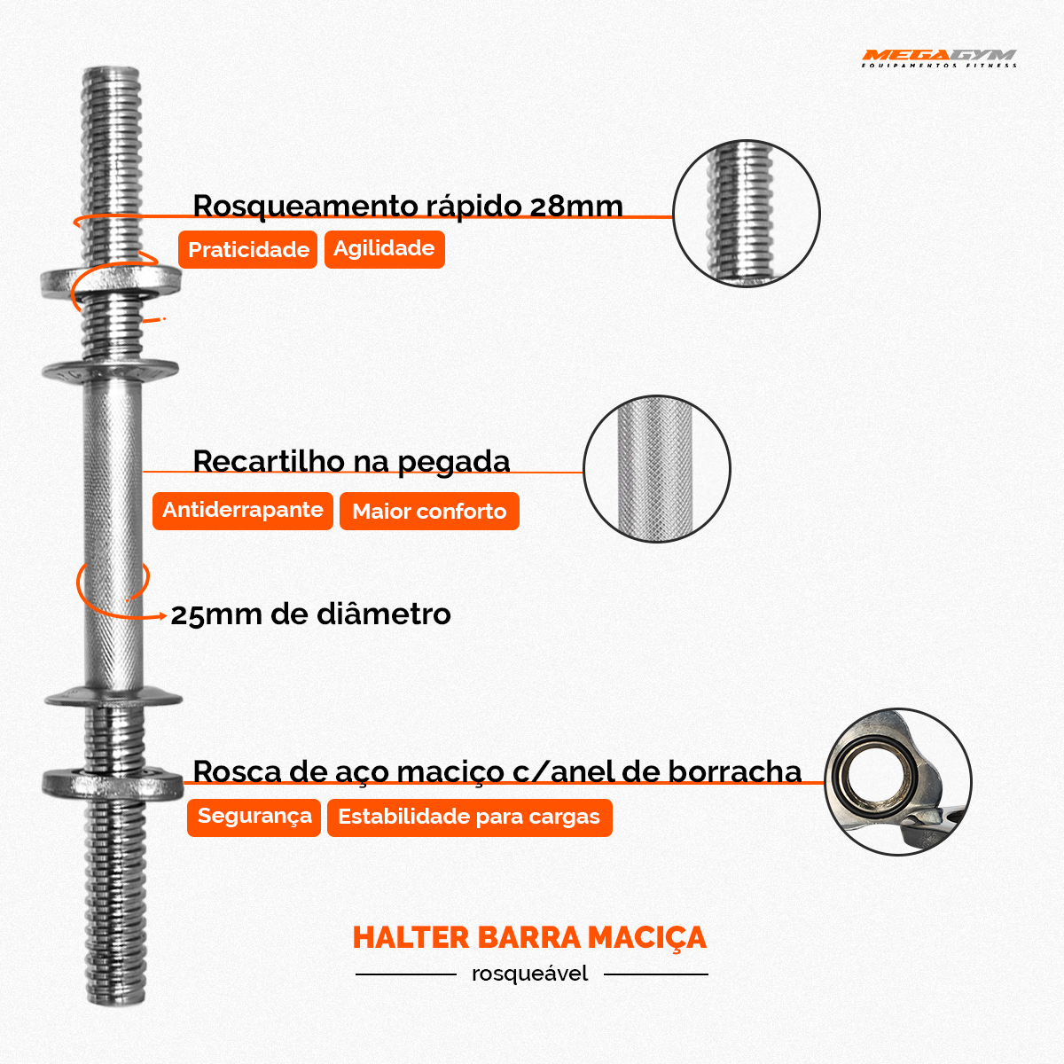 Kit Treino Com Barra 1,20M + Par Halter Barra 35cm