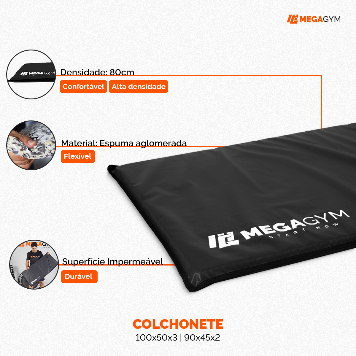 Kit 5 Unid. Colchonete Academia 90x45x2 Para Treino Pilates Funcional