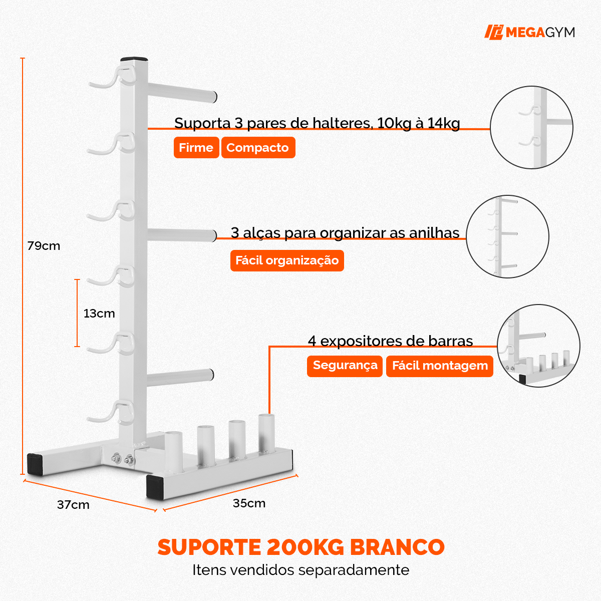 Suporte Profissional P/ Barras E Anilhas 200kg