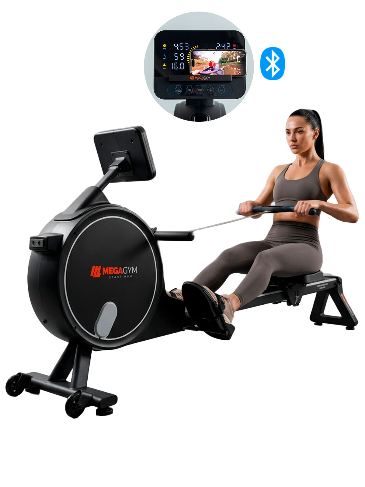 Simulador de Remo Smart Advanced Row 5000 | Ajuste Automático de Intensidade | Bluetooth | Resistência Magnética | Suporta ate 130 Kg