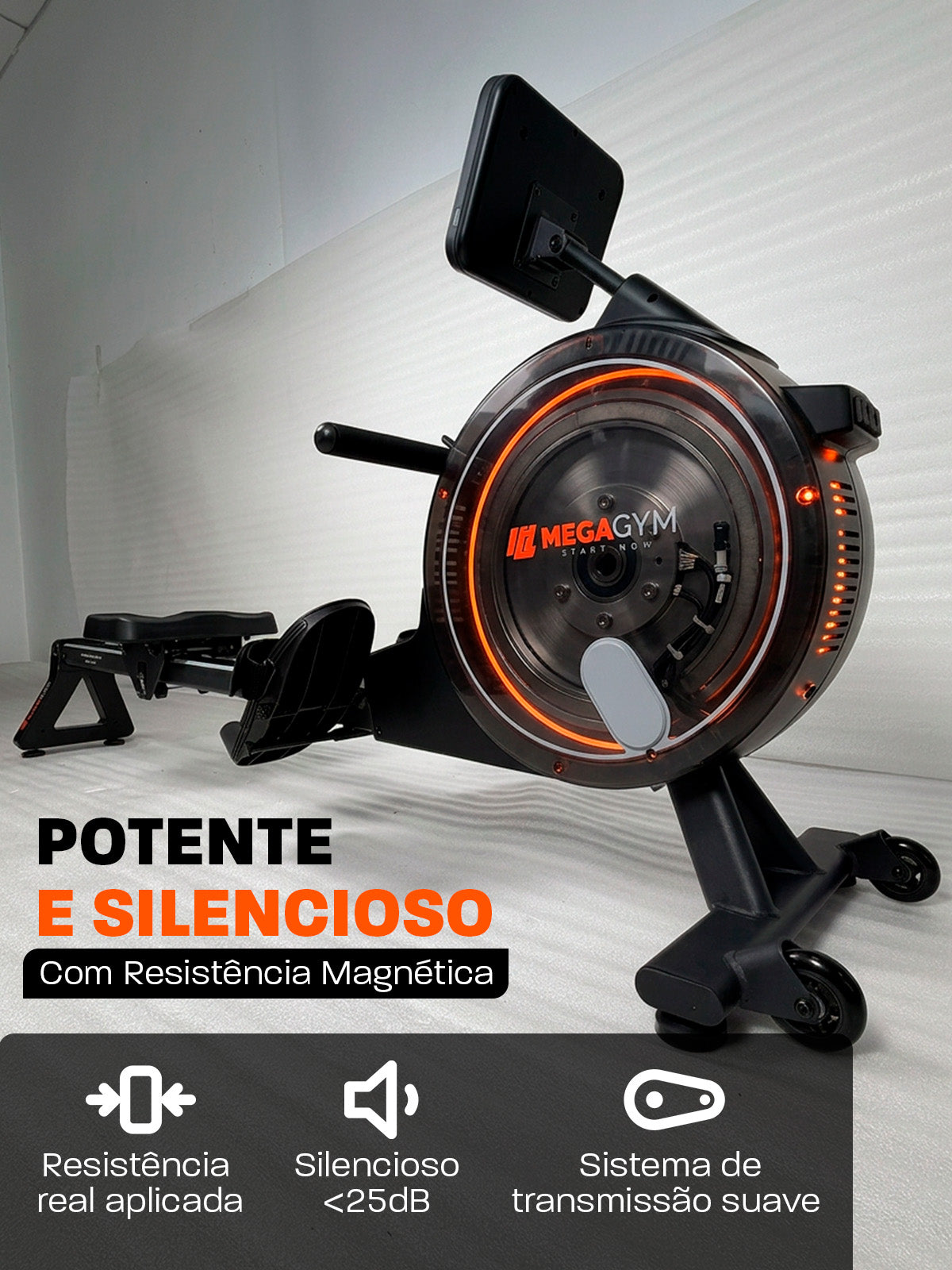 Simulador de Remo Smart Advanced Row 5000 | Ajuste Automático de Intensidade | Bluetooth | Resistência Magnética | Suporta ate 130 Kg