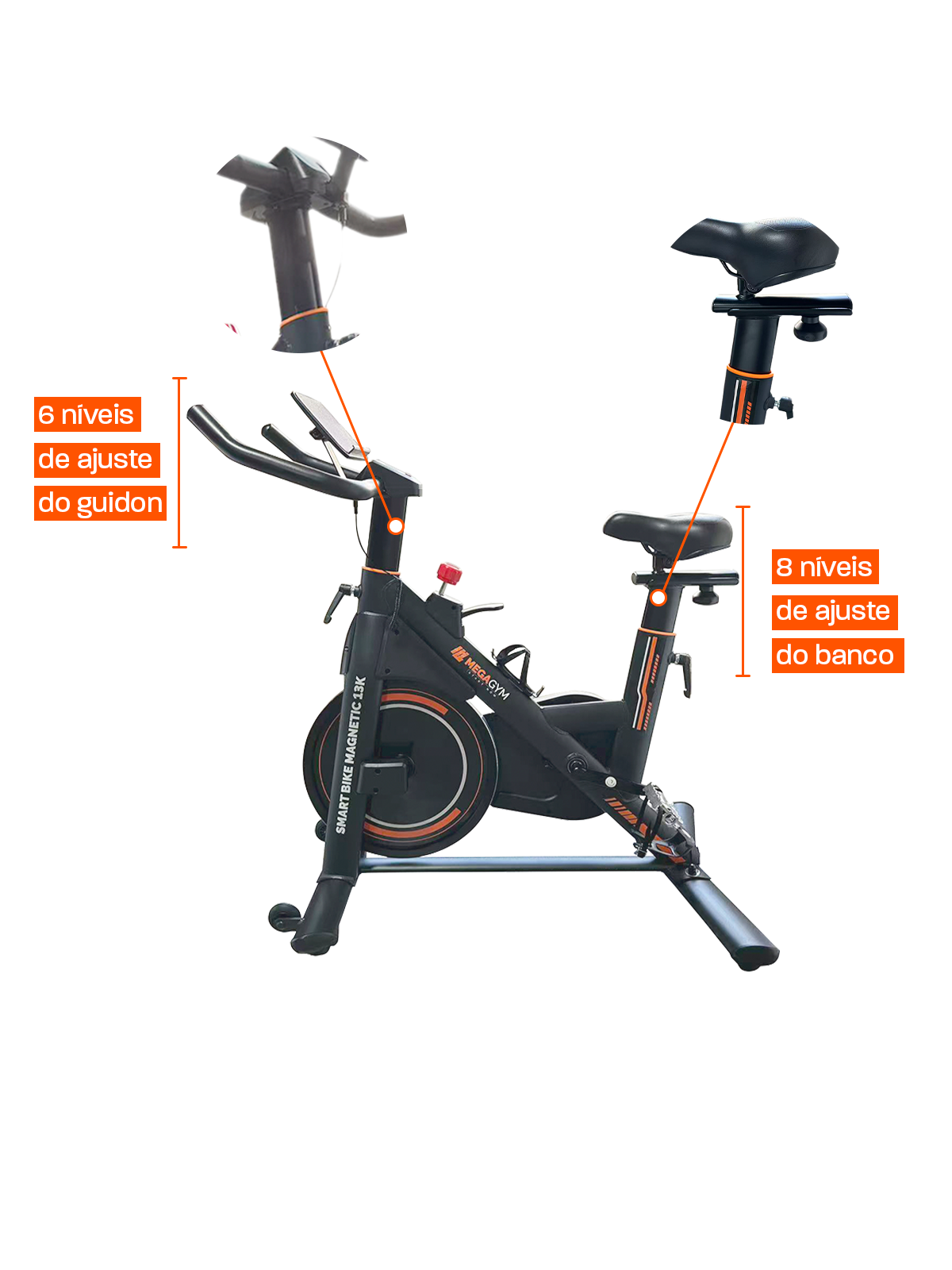 Bicicleta Ergométrica Smart Magnetic 13K | Disco 13KG | Resistência Magnética potente | Banco Ultra Soft