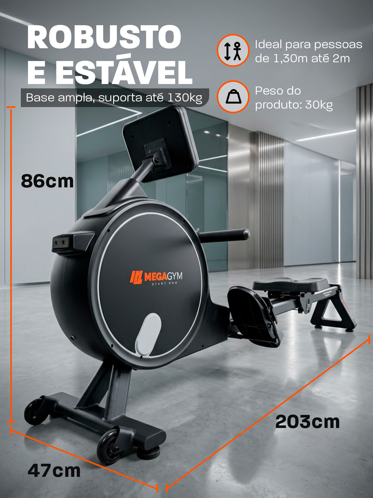 Simulador de Remo Smart Advanced Row 5000 | Ajuste Automático de Intensidade | Bluetooth | Resistência Magnética | Suporta ate 130 Kg