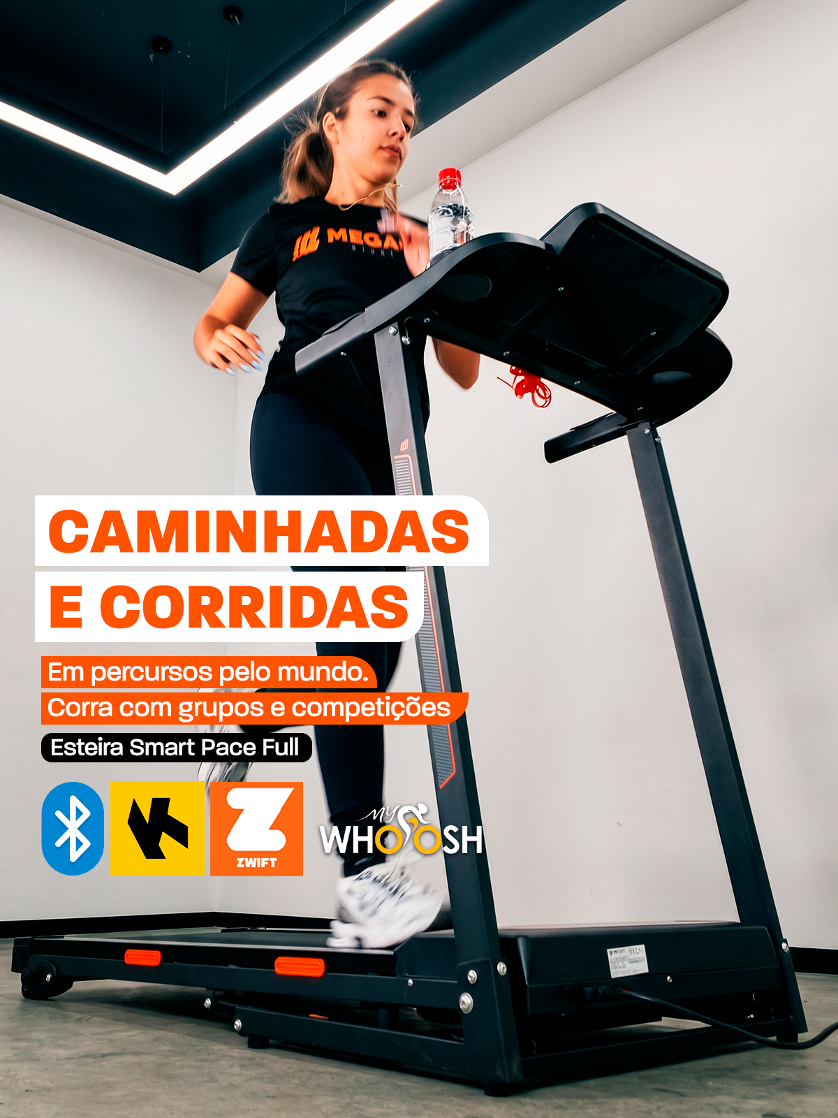 Esteira Ergométrica Elétrica Dobrável SMART PACE FULL | Conexão Bluetooth | Até 12 Km/h | Suporta 120 Kg