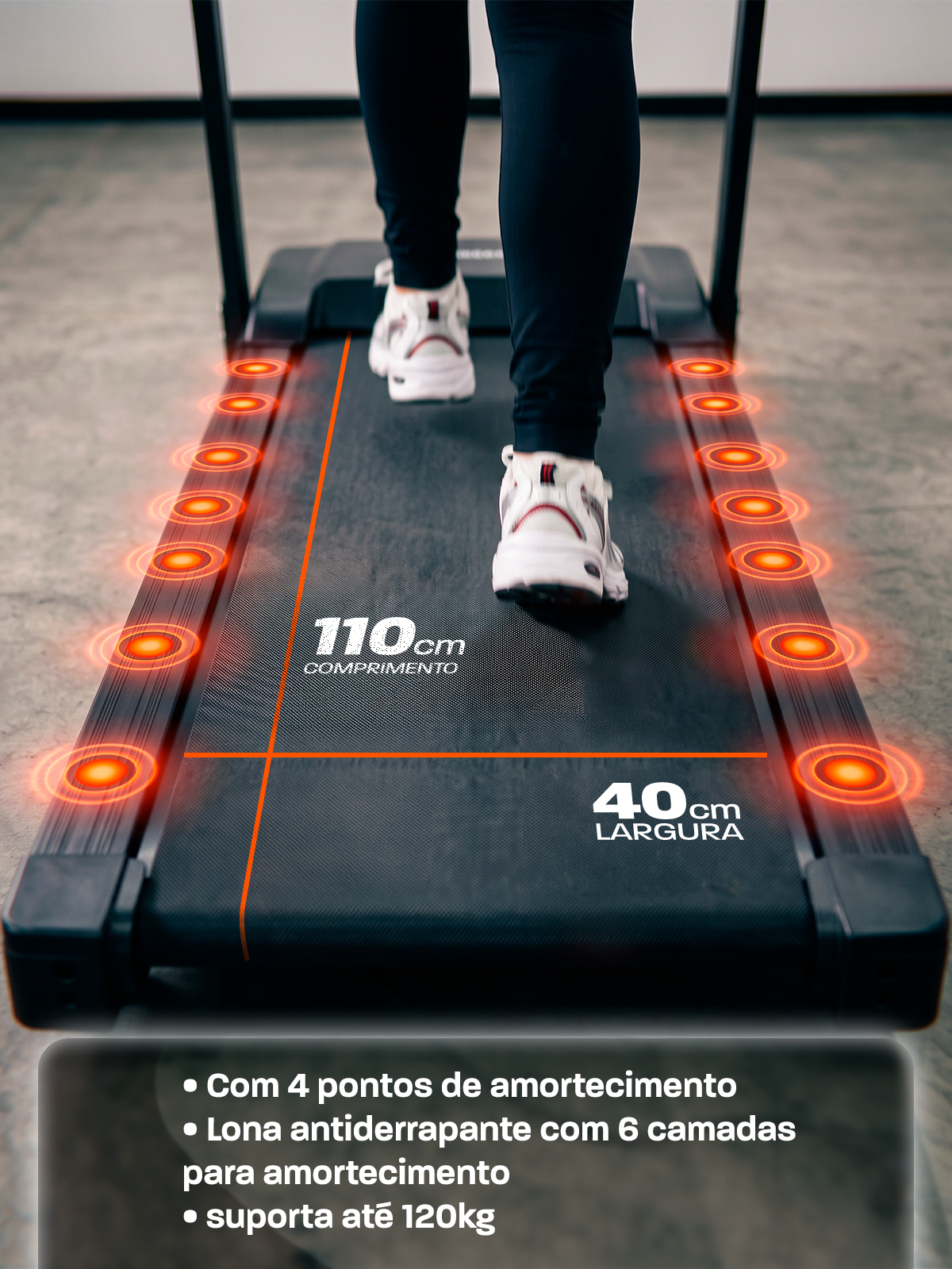 Esteira Ergométrica Elétrica Dobrável SMART PACE FULL | Conexão Bluetooth | Até 12 Km/h | Suporta 120 Kg