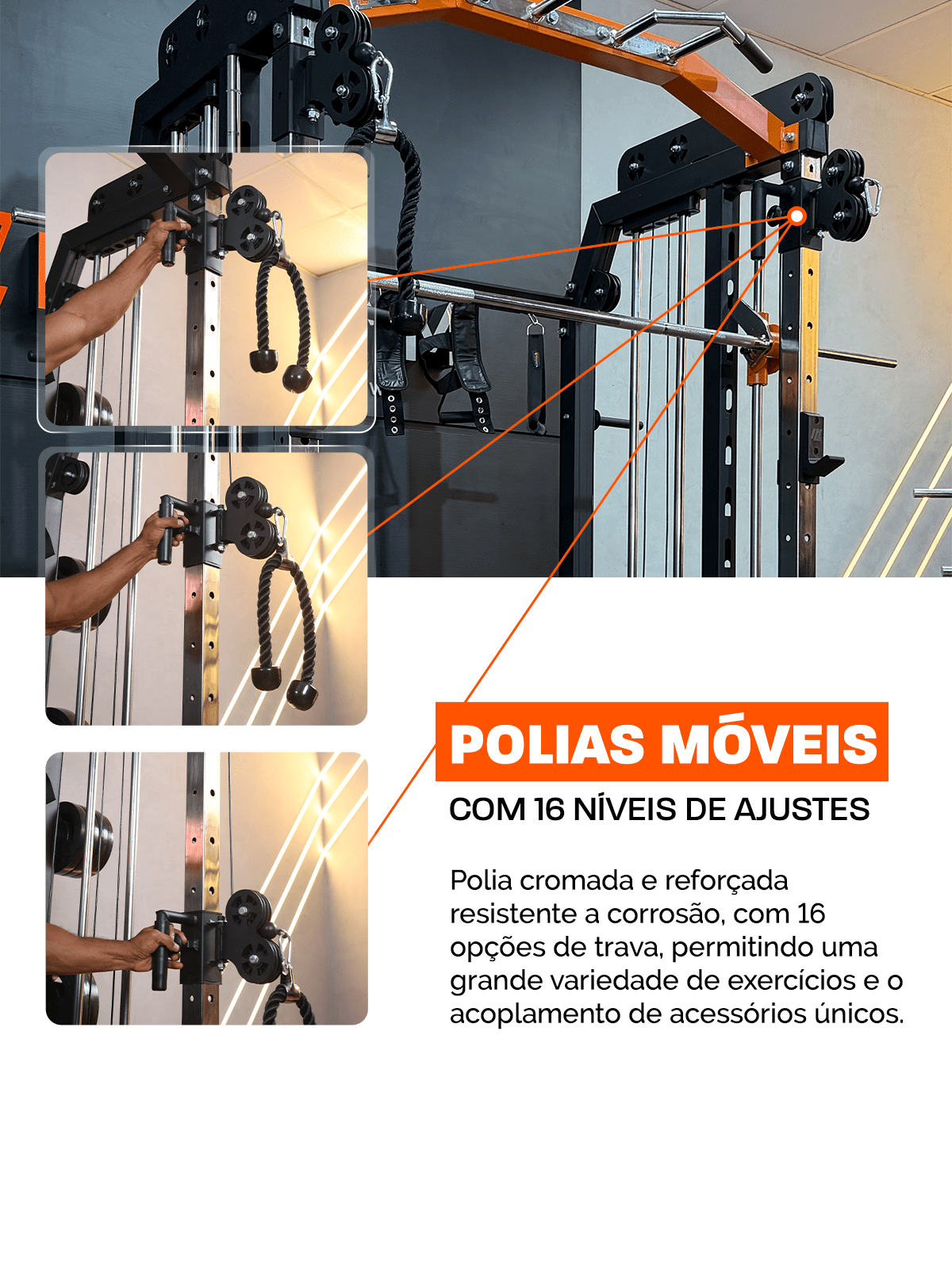 Multi Crossover Smith Com Rack Integrado + Barra Guiada - MegaGym