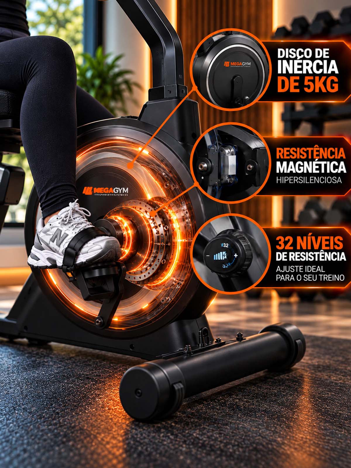 Bike Horizontal Horizon 5000 Smart Advanced | Ajuste Automático de Carga | Bluetooth | Resistência Magnética | Suporta 130Kg