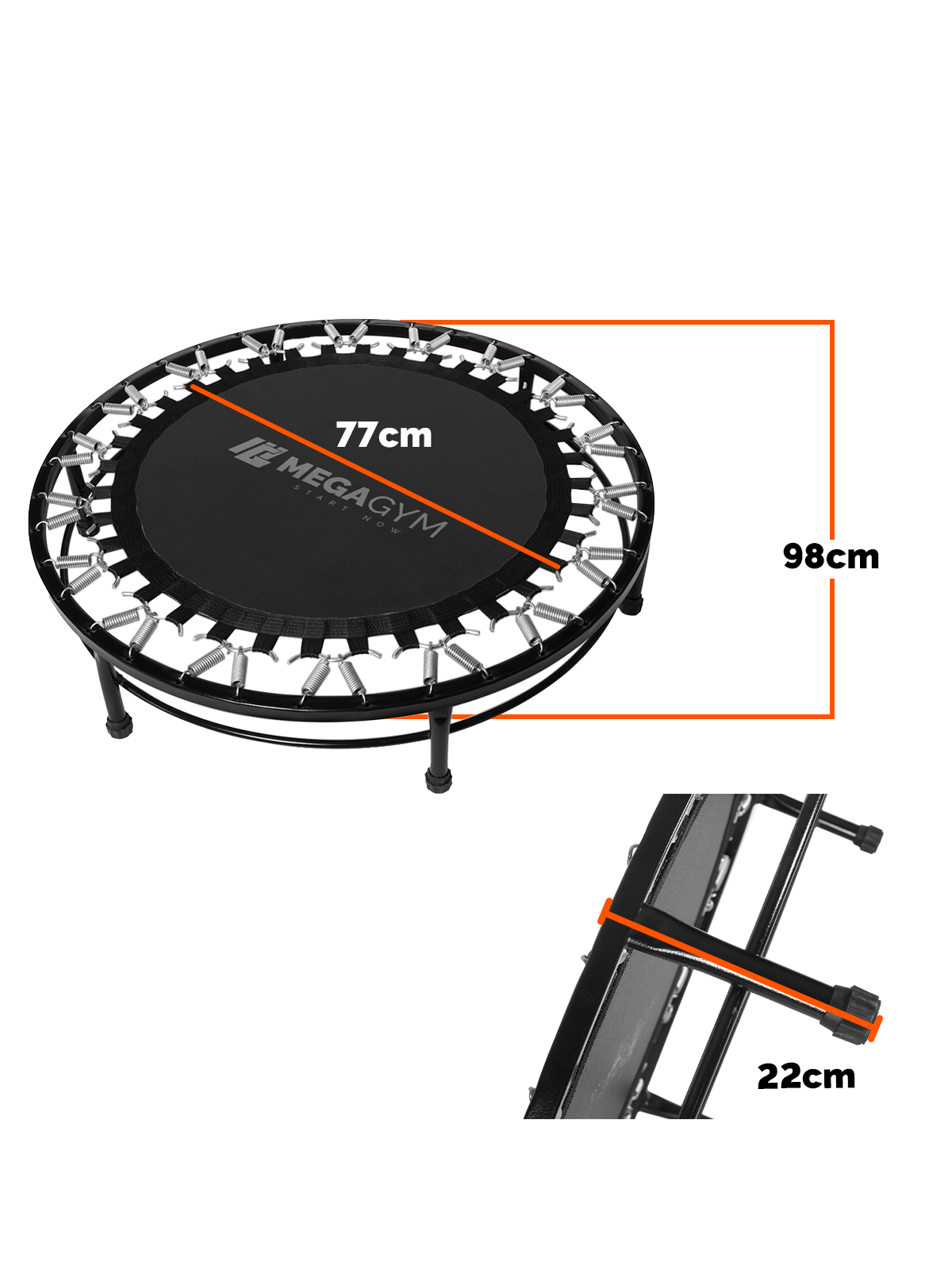 Kit Treino Com Mini Jump Trampolim Profissional 36 Molas Com Suporte