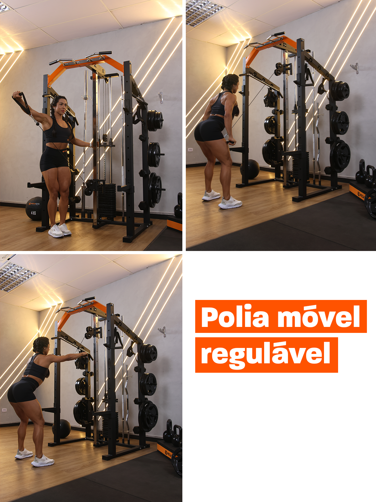 Kit 6 Estação De Musculação Mega Rack Full Com Polia Móvel Flutuante