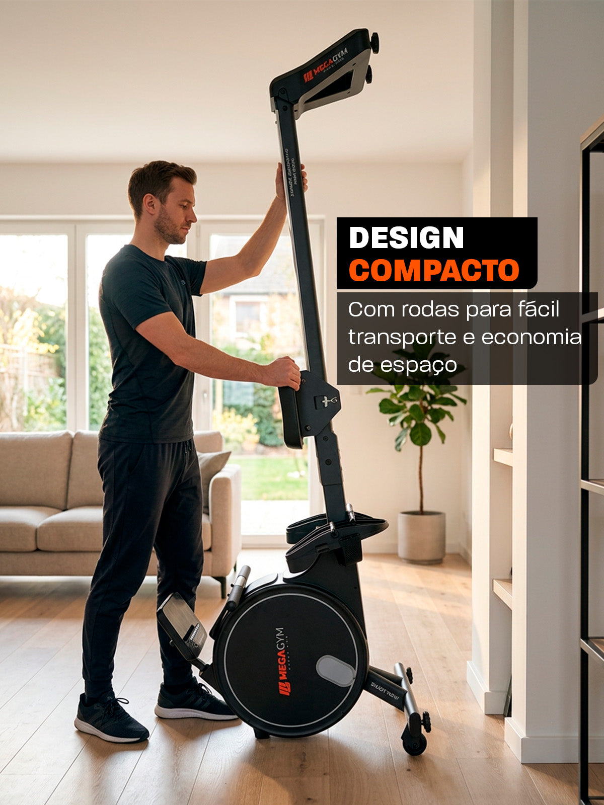 Simulador de Remo Smart Advanced Row 5000 | Ajuste Automático de Intensidade | Bluetooth | Resistência Magnética | Suporta ate 130 Kg