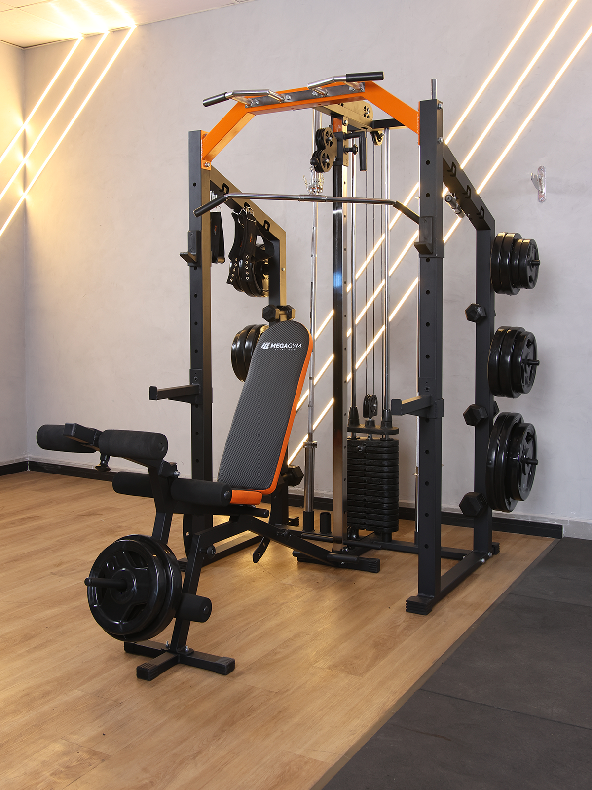 Kit 6 Estação De Musculação Mega Rack Full Com Polia Móvel Flutuante