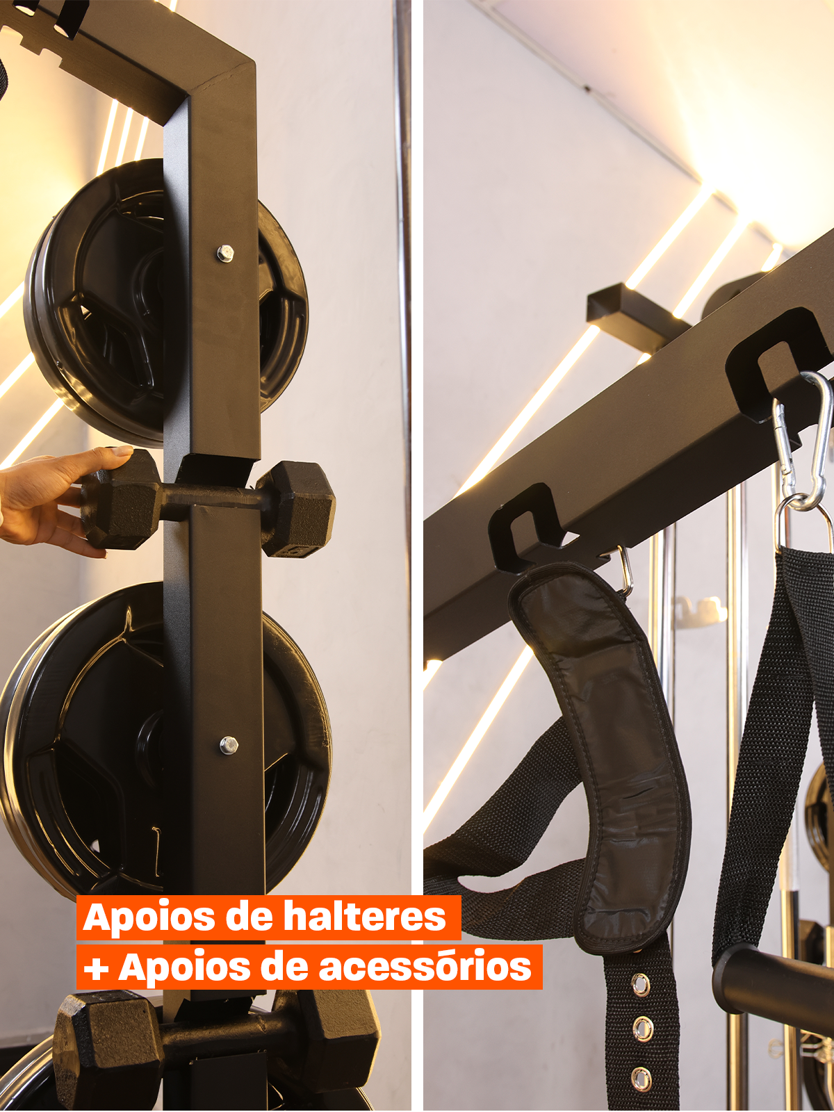 Kit 6 Estação De Musculação Mega Rack Full Com Polia Móvel Flutuante