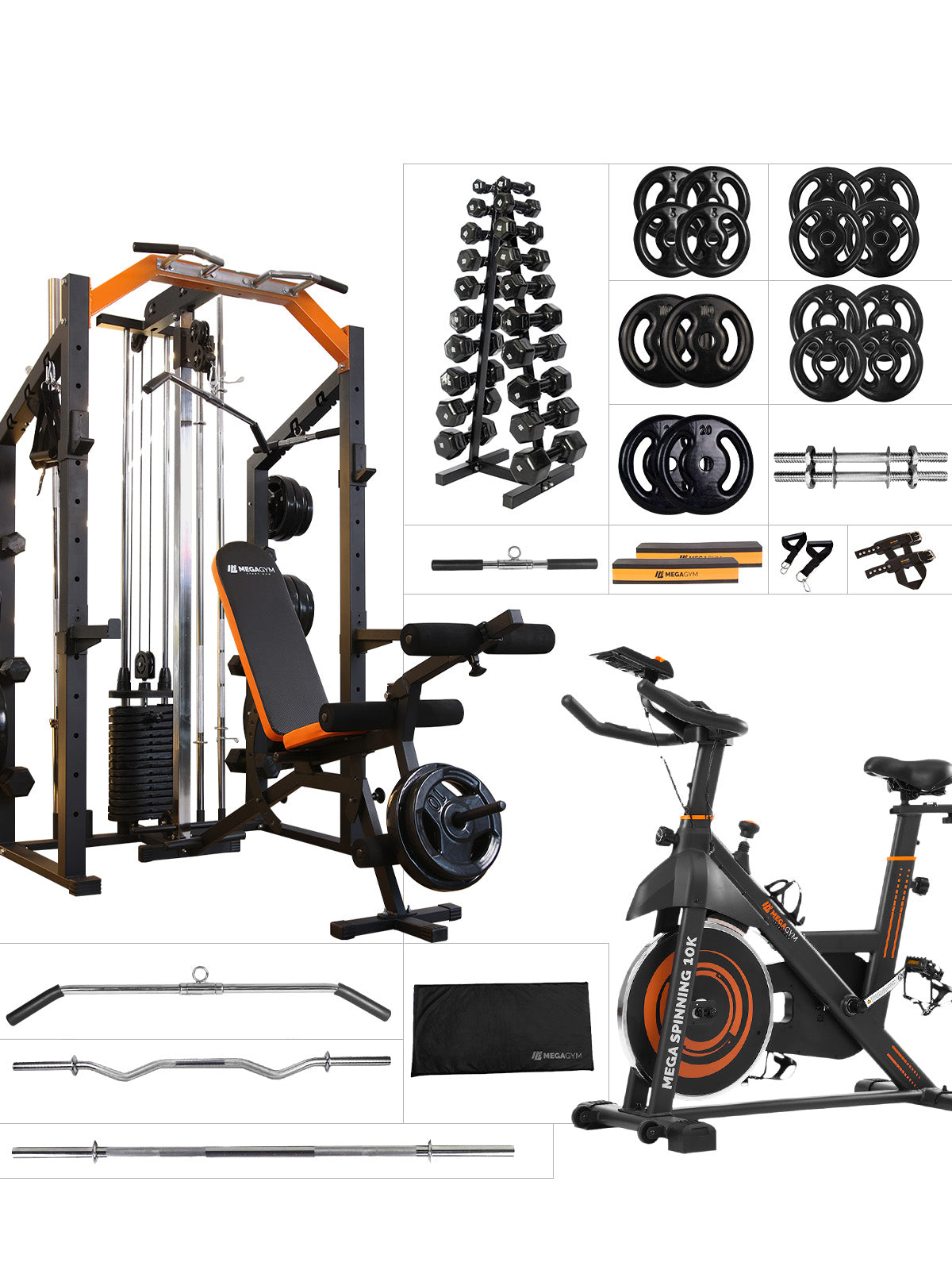 Kit 7 Estação De Musculação Mega Rack Full Com Polia Móvel Flutuante
