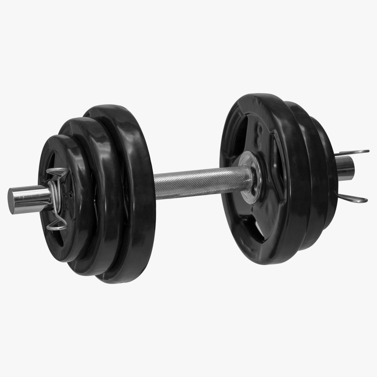 Kit Treino Com Par Halteres Barra 40cm + 24kg Anilhas Sport Emborrachadas-MEGAGYM