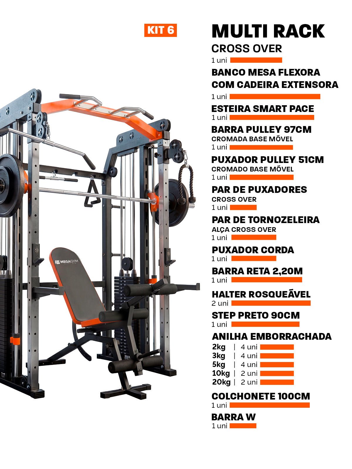 Multi Crossover Smith Com Rack Integrado + Barra Guiada