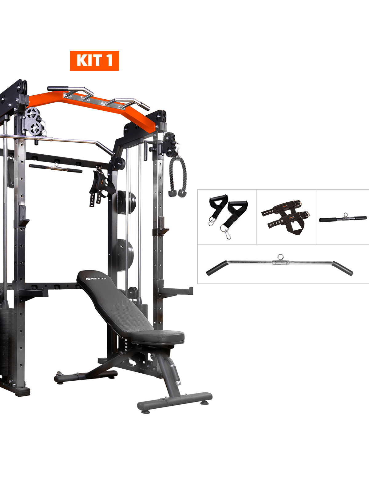 Kit 1 Estação Mega Rack Crossover Com Polia Móvel - MegaGym