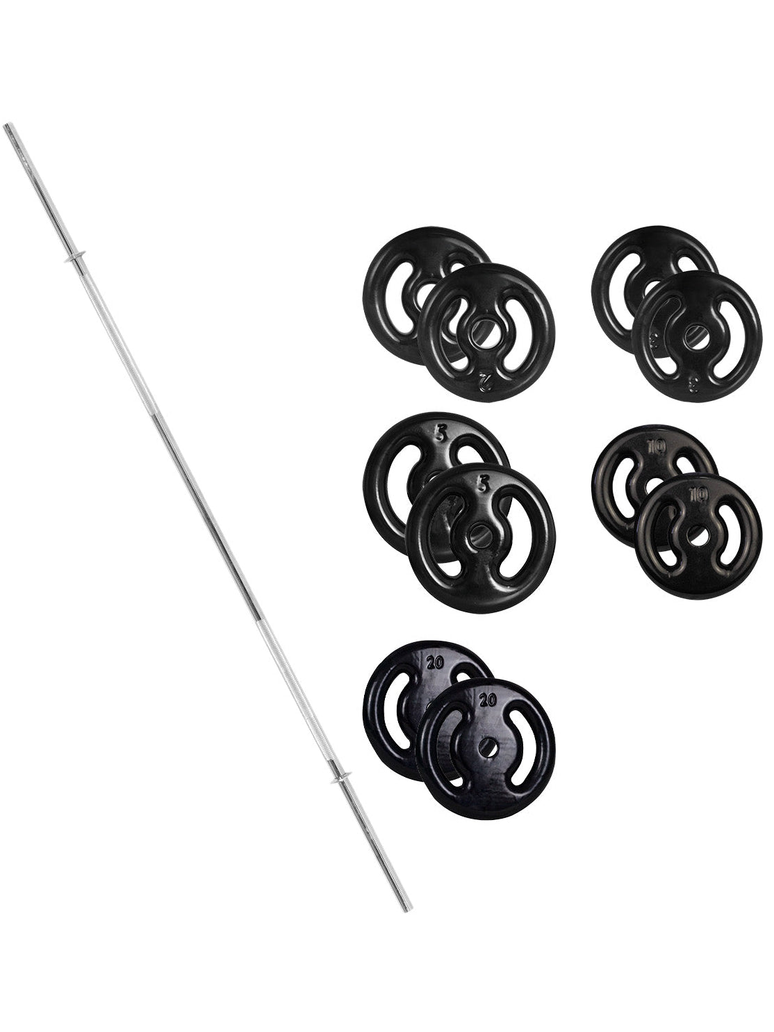 Kit Barra Reta Maciça + 80Kg De Anilhas - MegaGym