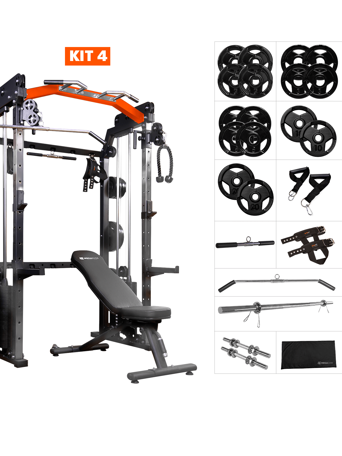 Kit 4 Estação Mega Rack Crossover Com Polia Móvel - MegaGym