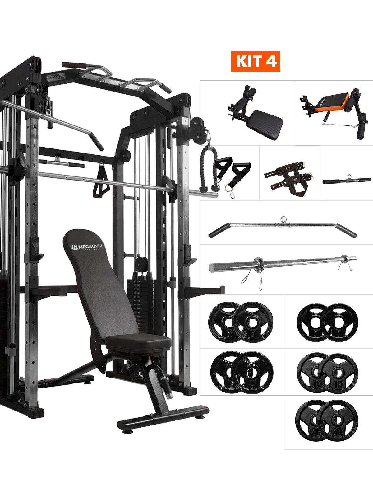 Multi Crossover Smith Com Rack Integrado + Barra Guiada - MegaGym