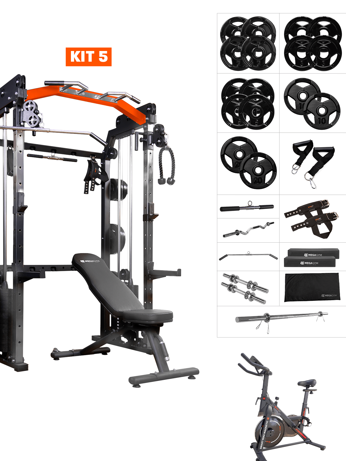 Kit 5 Estação Mega Rack Crossover Com Polia Móvel - MegaGym