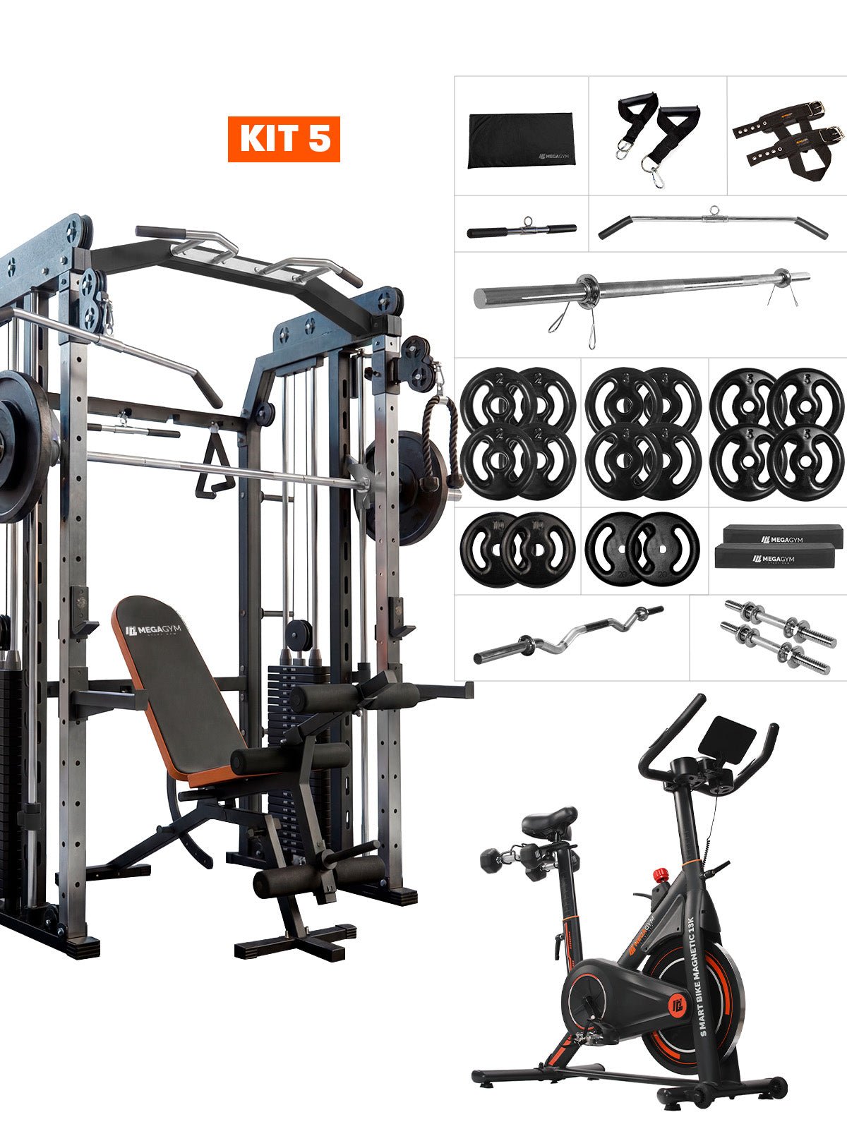 Multi Crossover Smith Com Rack Integrado + Barra Guiada - MegaGym