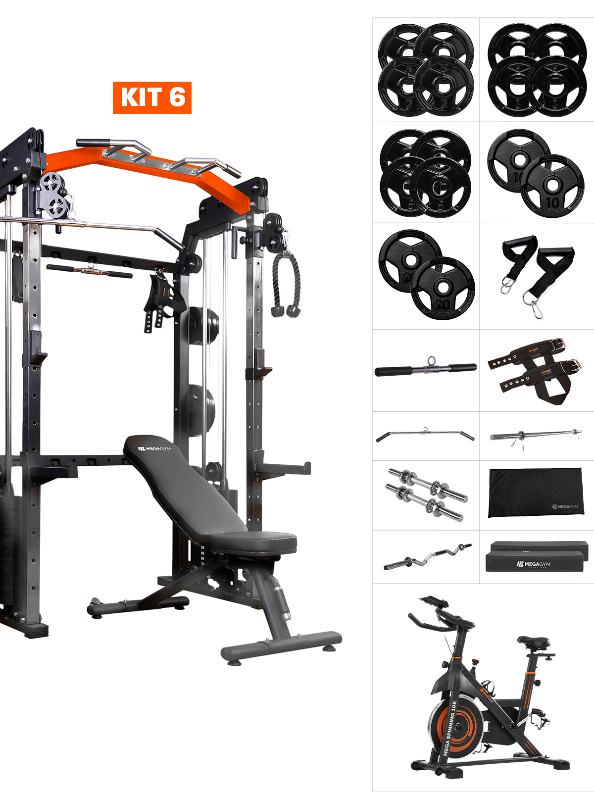 Kit 6 Estação Mega Rack Crossover Com Polia Móvel - MegaGym